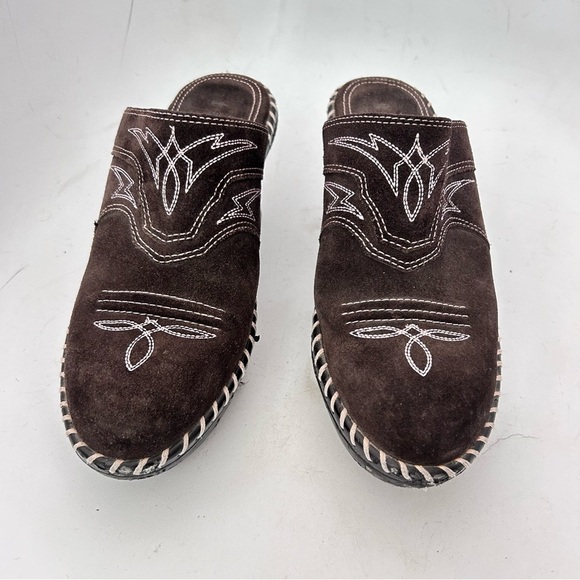 SONORA Western Style Suede Leather Mules Shoes Womens Size 6.5 Boho Cowgirl - Picture 4 of 11